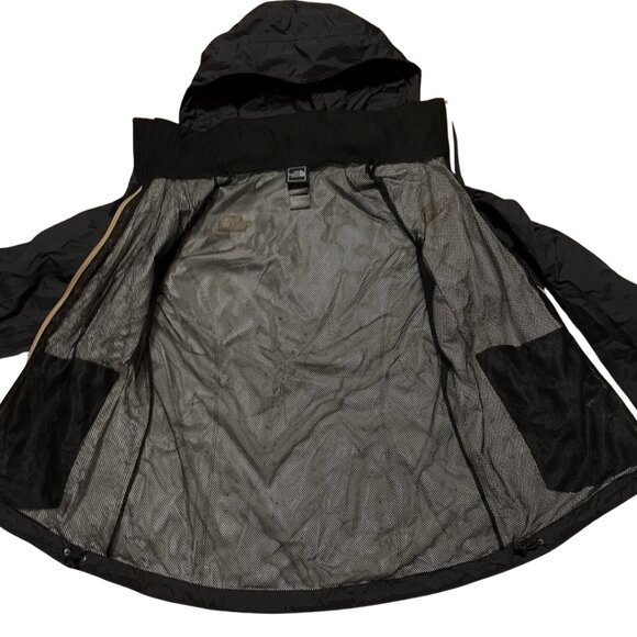 North Face Women's Hyvent Waterproof Rain Jacket Black & Gold Packable Hood - Picture 4 of 10